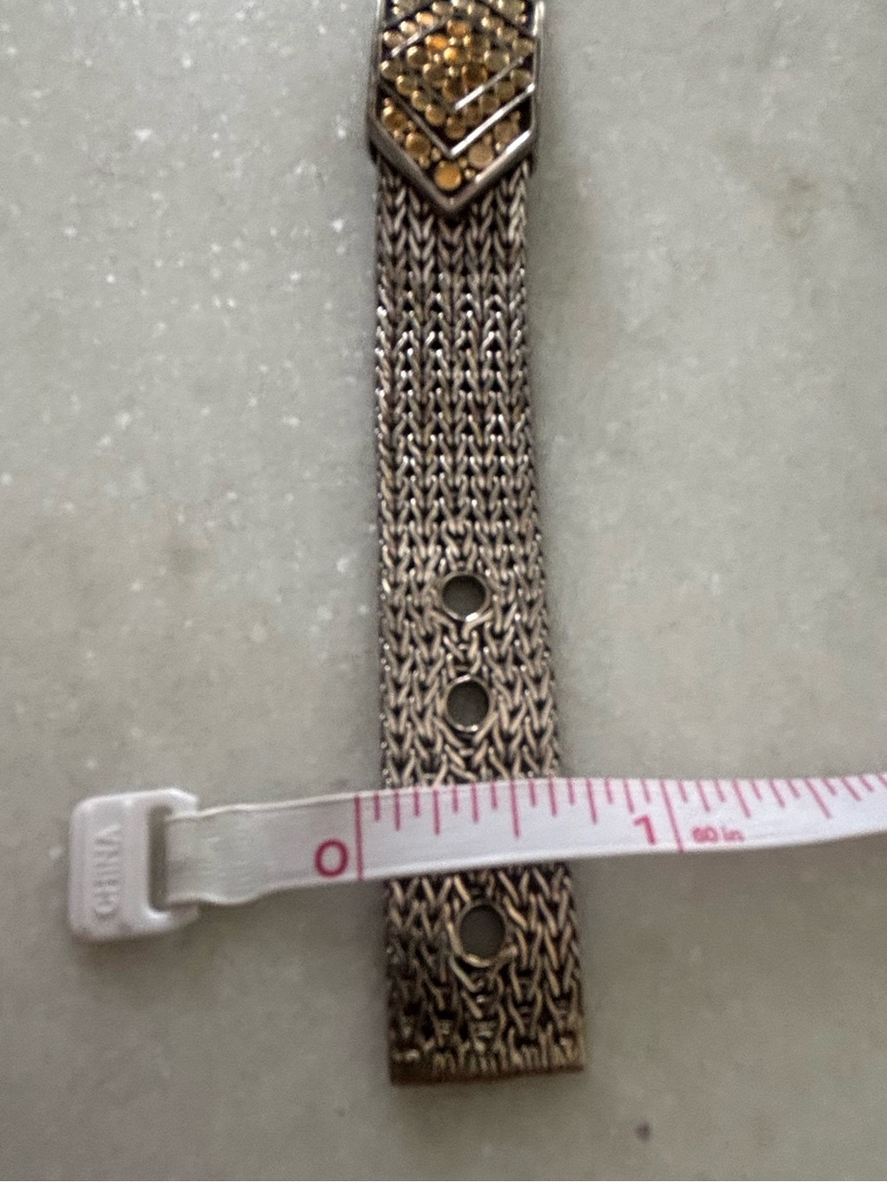 John Hardy 925 Sterling Silver 18K Gold Dot Wide Mesh Woven Bracelet 7.5” 50.63g - Picture 9 of 9